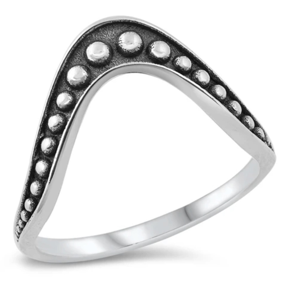 Sterling Silver Bali V Ring – Size 8 – 9 mm Face Height
